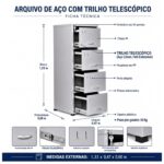Móveis de Aço para Escritório Arquivo de Aço Chapa 24 com 4 Gavetas Telescópicas