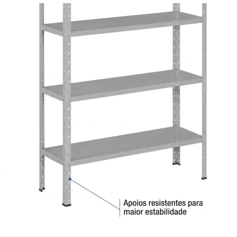 Estante de Aço 1,98x0,92x0,30 m com 6 Prateleiras Reguláveis 50Kg