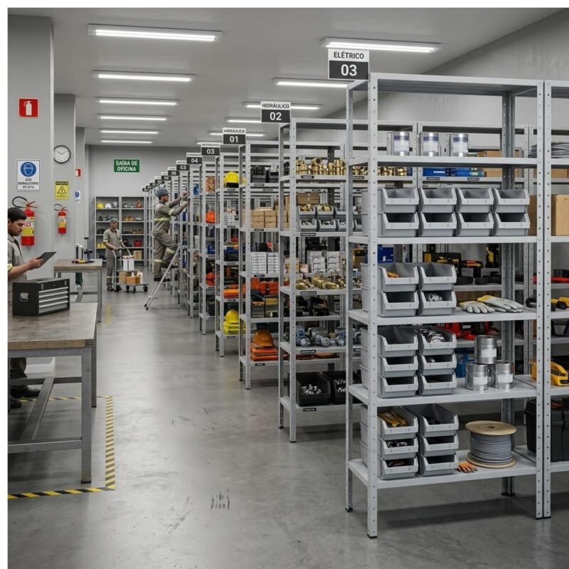 Móveis de Aço para Escritório Estante de Aço 1,98x0,92x0,30m com 6 Prateleiras Reguláveis 20kg
