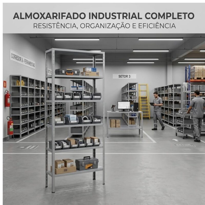 Móveis de Aço para Escritório Estante de Aço 1,98x0,92x0,30m com 6 Prateleiras Reguláveis 20kg