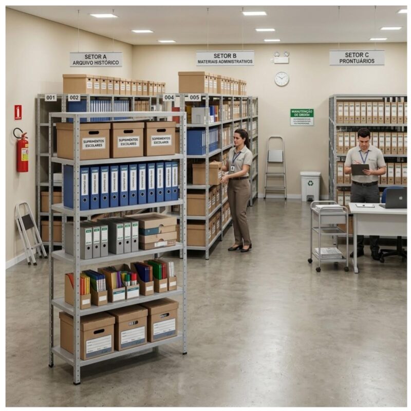 Móveis de Aço para Escritório Estante de Aço 1,98x0,92x0,40m com 6 Prateleiras Reguláveis 20kg