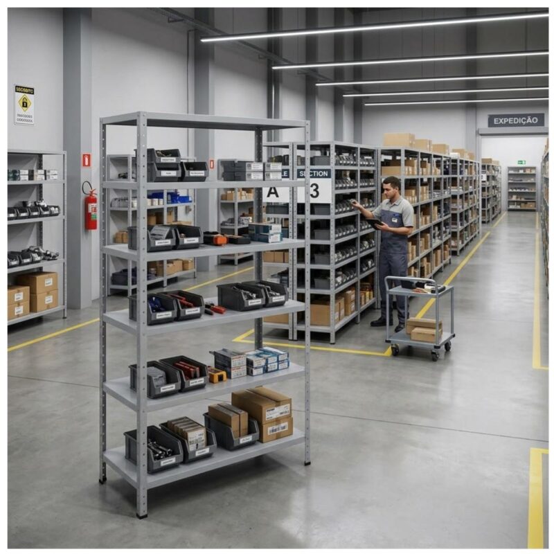 Estante de Aço 1,98x0,92x0,40 m com 6 Prateleiras Reguláveis 50Kg