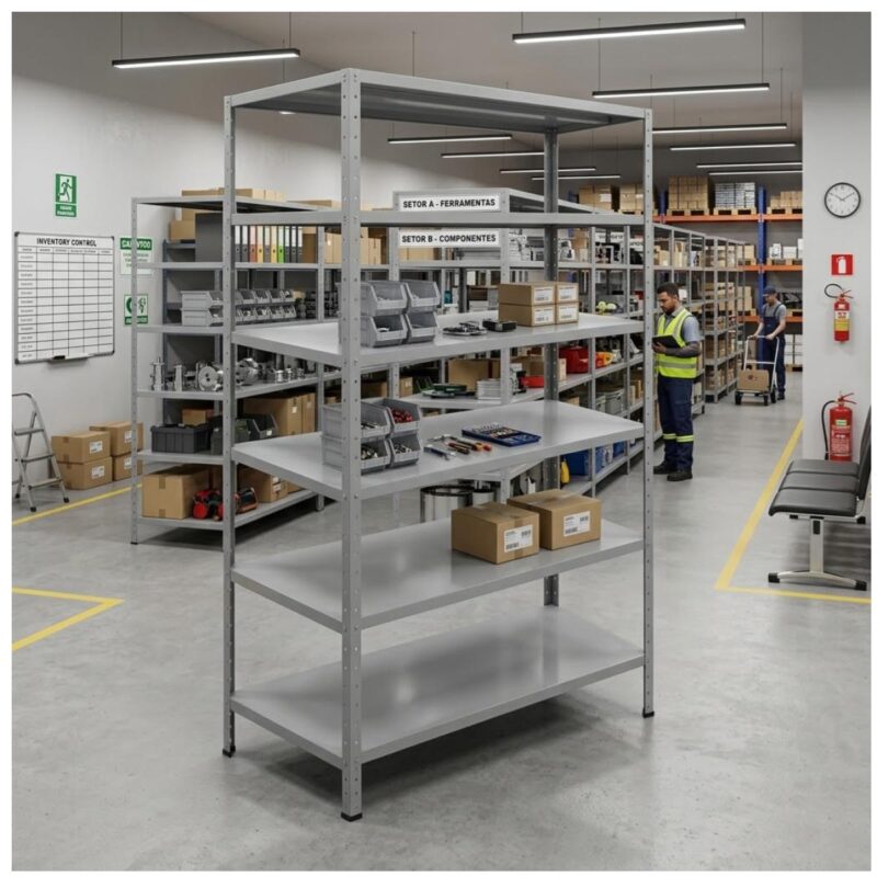 Móveis de Aço para Escritório Estante de Aço 1,98x0,92x0,59m com 6 Prateleiras Reguláveis 50kg