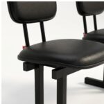 Longarina Estofada de 2 Lugares Preta para Recepção 1,00m