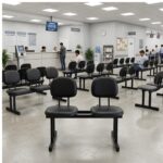 Longarina Estofada de 2 Lugares Preta para Recepção 1,00m