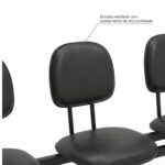 Longarina Estofada 3 Lugares Preta para Recepção 1,50m