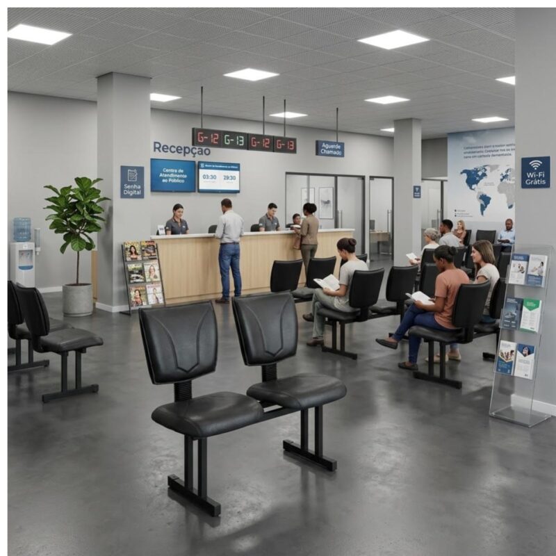 Longarina Estofada Executiva 2 Lugares para Recepção
