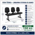 Longarina Estofada 3 Lugares para Recepção