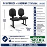Longarina Estofada 2 Lugares para Recepção