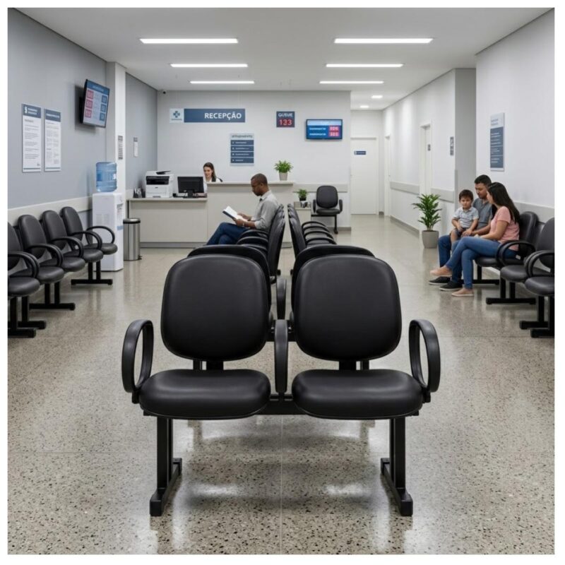 Longarina Estofada 2 Lugares com Braços para Recepção