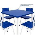Conjunto Escolar Coletivo 6 a 10 anos com Mesa Quadrada e 4 Lugares
