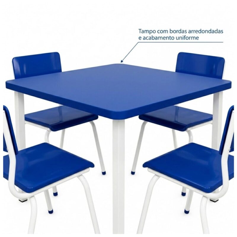 Conjunto Escolar Coletivo 6 a 10 anos com Mesa Quadrada e 4 Lugares