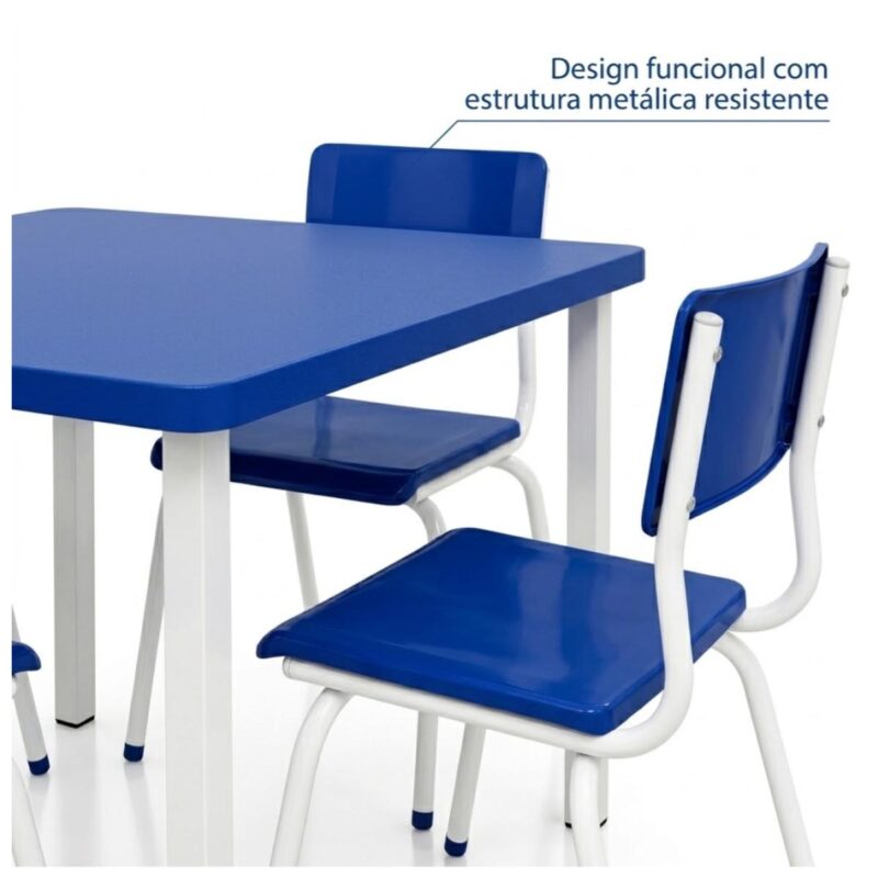 Conjunto Escolar Coletivo 6 a 10 anos com Mesa Quadrada e 4 Lugares
