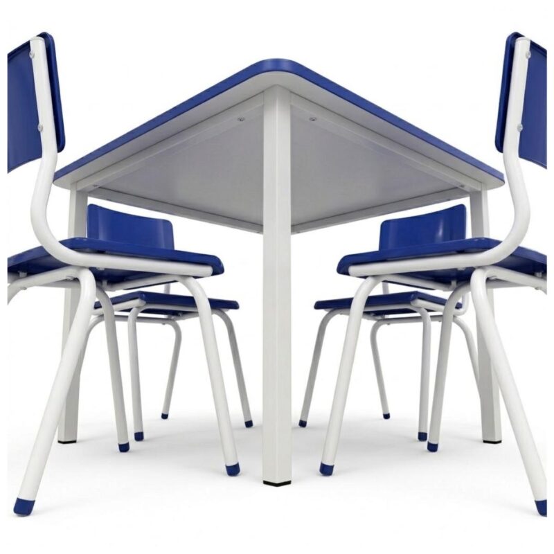 Conjunto Escolar Coletivo 6 a 10 anos com Mesa Quadrada e 4 Lugares
