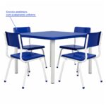 Conjunto Escolar Coletivo 6 a 10 anos com Mesa Quadrada e 4 Lugares