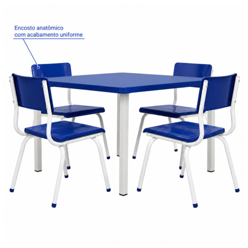 Conjunto Escolar Coletivo 6 a 10 anos com Mesa Quadrada e 4 Lugares