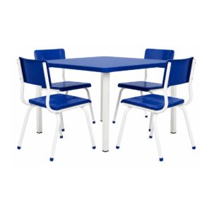 Conjunto Escolar Coletivo 6 a 10 anos com Mesa Quadrada e 4 Lugares