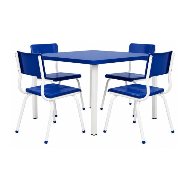 Conjunto Escolar Coletivo 6 a 10 anos com Mesa Quadrada e 4 Lugares Conjunto Escolar Coletivo 6 a 10 anos com Mesa Quadrada e 4 Lugares