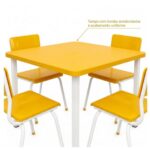 Conjunto Escolar Coletivo 6 a 10 anos com Mesa Quadrada e 4 Lugares