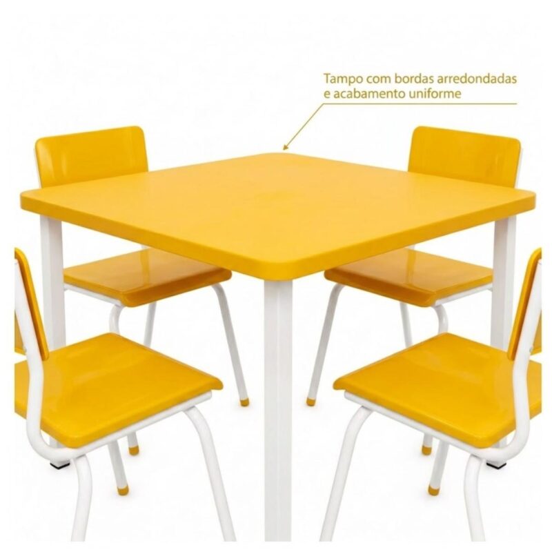 Conjunto Escolar Coletivo 6 a 10 anos com Mesa Quadrada e 4 Lugares