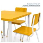Conjunto Escolar Coletivo 6 a 10 anos com Mesa Quadrada e 4 Lugares