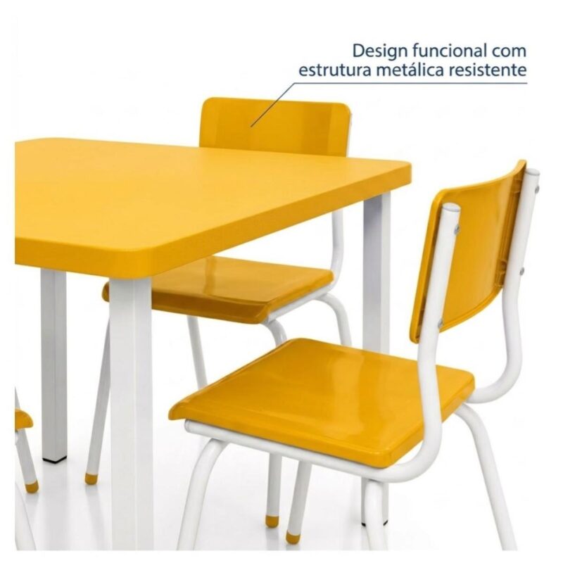Conjunto Escolar Coletivo 6 a 10 anos com Mesa Quadrada e 4 Lugares