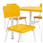 Conjunto Escolar Coletivo 6 a 10 anos com Mesa Quadrada e 4 Lugares
