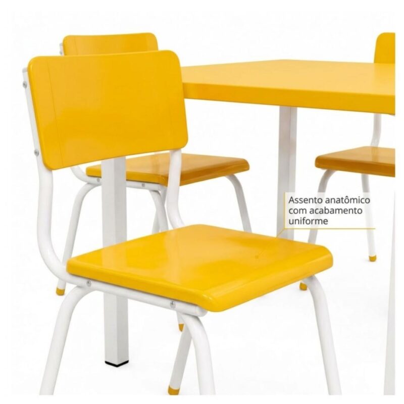 Conjunto Escolar Coletivo 6 a 10 anos com Mesa Quadrada e 4 Lugares