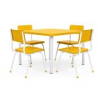 Conjunto Escolar Coletivo 6 a 10 anos com Mesa Quadrada e 4 Lugares