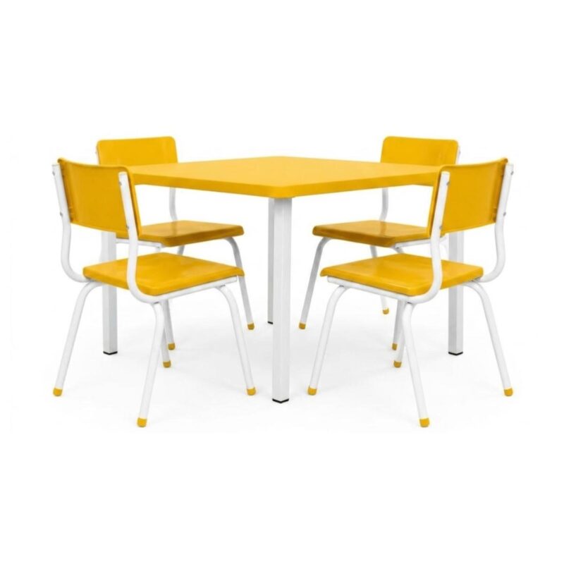 Conjunto Escolar Coletivo 6 a 10 anos com Mesa Quadrada e 4 Lugares Conjunto Escolar Coletivo 6 a 10 anos com Mesa Quadrada e 4 Lugares