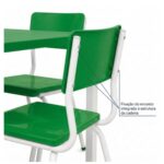 Conjunto Escolar Coletivo 6 a 10 anos com Mesa Quadrada e 4 Lugares
