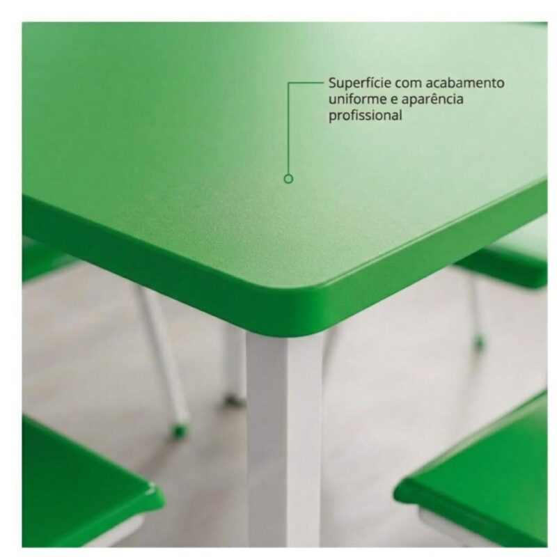 Conjunto Escolar Coletivo 6 a 10 anos com Mesa Quadrada e 4 Lugares