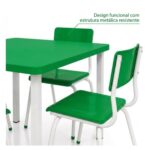 Conjunto Escolar Coletivo 6 a 10 anos com Mesa Quadrada e 4 Lugares