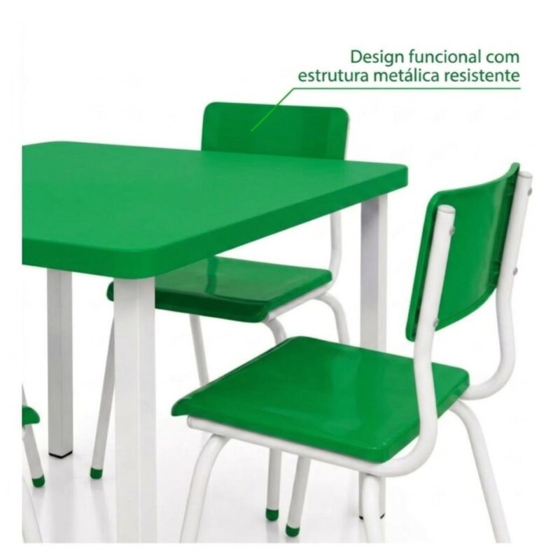 Conjunto Escolar Coletivo 6 a 10 anos com Mesa Quadrada e 4 Lugares