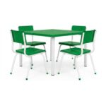Conjunto Escolar Coletivo 6 a 10 anos com Mesa Quadrada e 4 Lugares