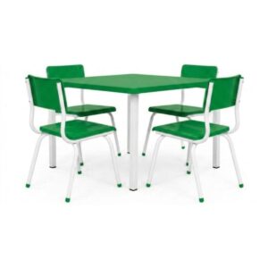 Conjunto Escolar Coletivo 6 a 10 anos com Mesa Quadrada e 4 Lugares
