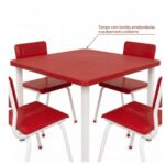 Conjunto Escolar Coletivo 6 a 10 anos com Mesa Quadrada e 4 Lugares
