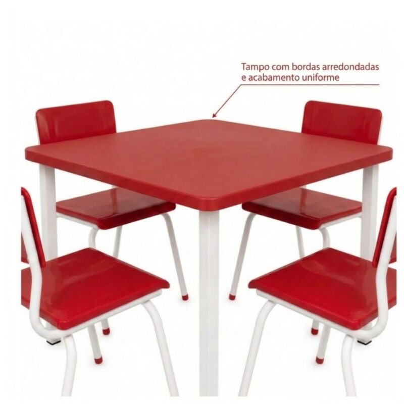 Conjunto Escolar Coletivo 6 a 10 anos com Mesa Quadrada e 4 Lugares