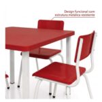 Conjunto Escolar Coletivo 6 a 10 anos com Mesa Quadrada e 4 Lugares