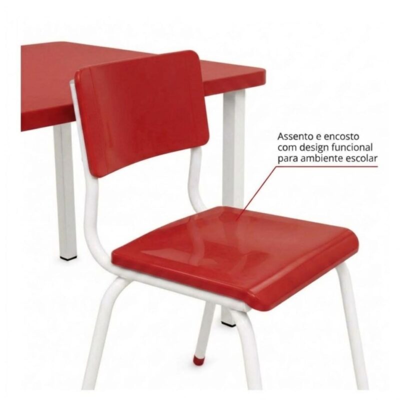 Conjunto Escolar Coletivo 6 a 10 anos com Mesa Quadrada e 4 Lugares