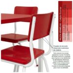 Conjunto Escolar Coletivo 6 a 10 anos com Mesa Quadrada e 4 Lugares
