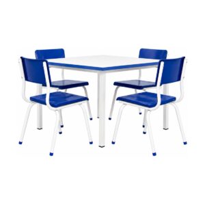 Conjunto Escolar Coletivo 6 a 10 anos com Mesa Quadrada e 4 Lugares