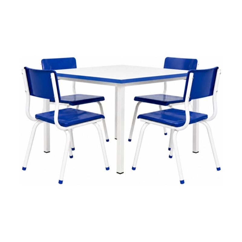 Conjunto Escolar Coletivo 6 a 10 anos com Mesa Quadrada e 4 Lugares Conjunto Escolar Coletivo 6 a 10 anos com Mesa Quadrada e 4 Lugares