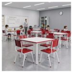 Conjunto Escolar Coletivo 6 a 10 anos com Mesa Quadrada e 4 Lugares