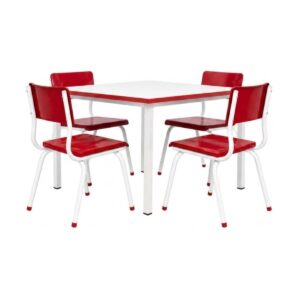 Conjunto Escolar Coletivo 6 a 10 anos com Mesa Quadrada e 4 Lugares