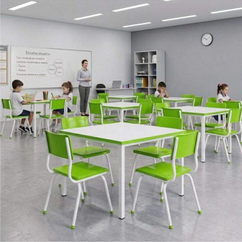 Conjunto Escolar Coletivo Infantil 4 Cadeiras 03 a 06 Anos