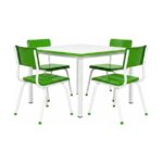 Conjunto Escolar Coletivo 6 a 10 anos com Mesa Quadrada e 4 Lugares