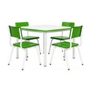 Conjunto Escolar Coletivo 6 a 10 anos com Mesa Quadrada e 4 Lugares