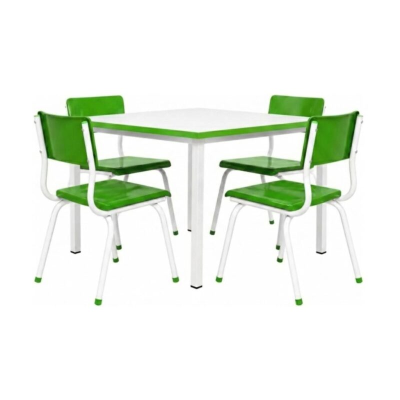 Conjunto Escolar Coletivo 6 a 10 anos com Mesa Quadrada e 4 Lugares Conjunto Escolar Coletivo 6 a 10 anos com Mesa Quadrada e 4 Lugares