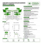 Conjunto Escolar Coletivo Infantil 4 Cadeiras 03 a 06 Anos